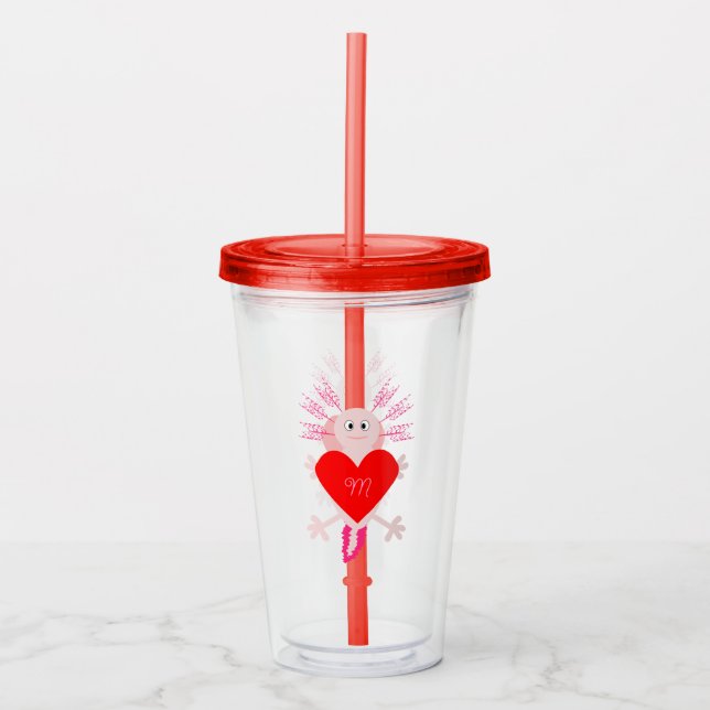 Valentines day Kärlek Heart Axolotl Anpassningsbar Take Away Mugg (Framsida)