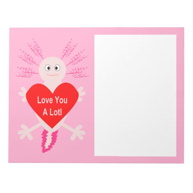 Valentines day Kärlek Heart Axolotl Anteckningsblock (Framsida)