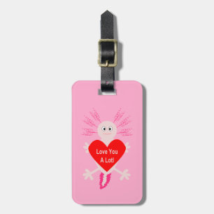 Valentines day Kärlek Heart Axolotl eget namn Bagagebricka