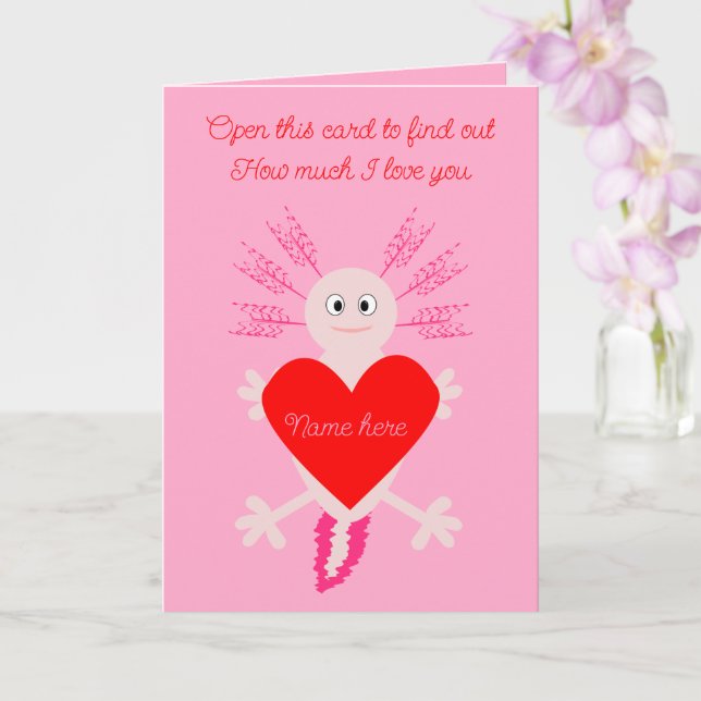 Valentines day Kärlek Heart Axolotl eget namn Kort (Orkide)