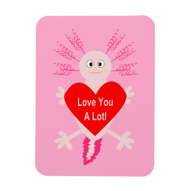 Valentines day Kärlek Heart Axolotl Magnet (Vertikal)