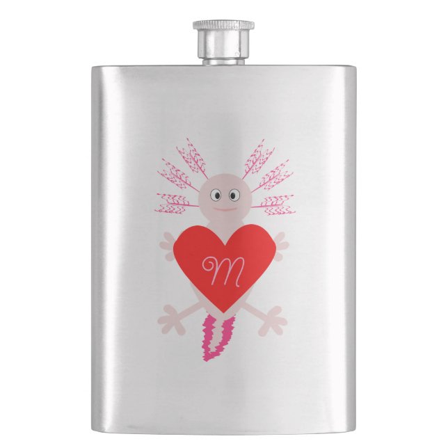 Valentines day Kärlek Heart Axolotl Monogrammed Fickplunta (Framsidan)