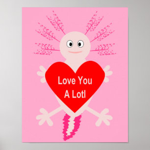 Valentines day Kärlek Heart Axolotl Poster