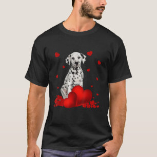 Valentines day Kärlek Hearts Dalmatian Hund Puppy T Shirt