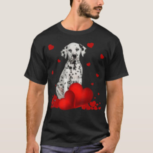 Valentines day Kärlek Hearts Dalmatian Hund Puppy T Shirt