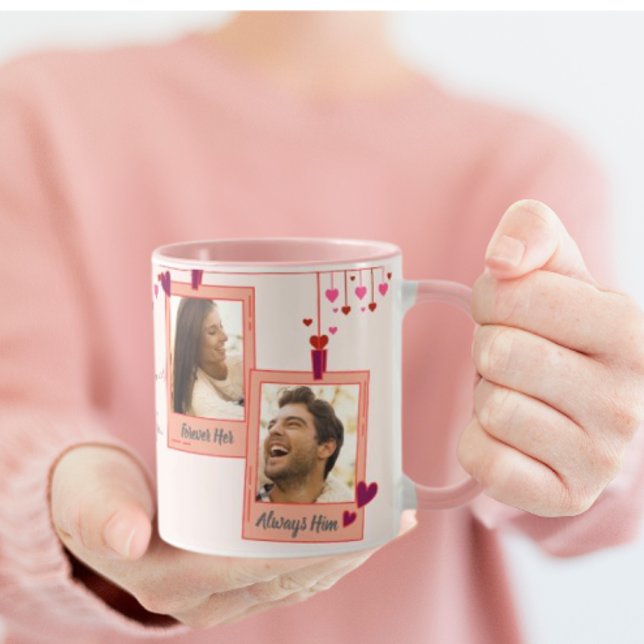 Valentines day Kärlek Hearts Rosa Ram par Foto för Mugg (Skapare uppladdad)