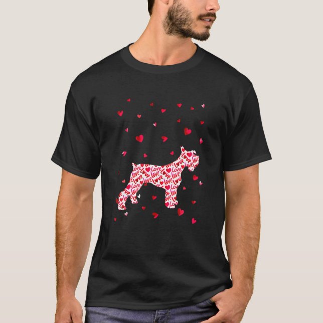 Valentines day Kärlek Hearts Schnauzer Hund Puppy  T Shirt (Framsida)