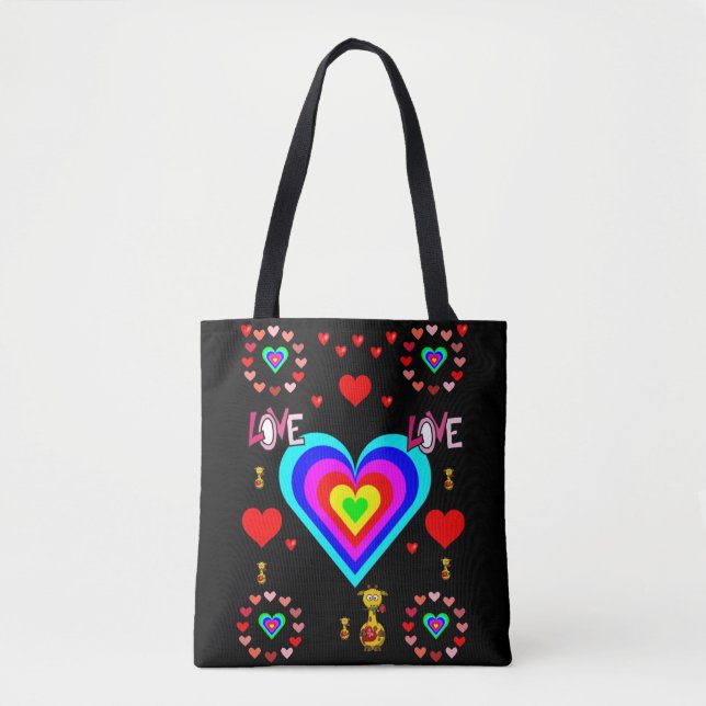 valentines day kärlek hjärtan tygkasse (Framsida)