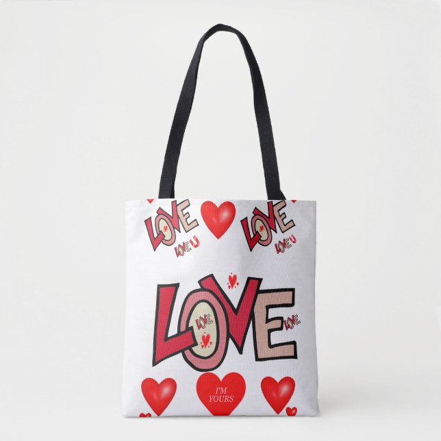 valentines day kärlek hjärtan tygkasse (Framsida)