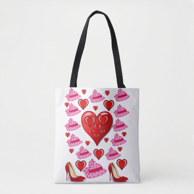 valentines day kärlek hjärtan tygkasse (Framsida)