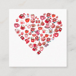 Valentines day Kärlek Hjärtformad kaffedesign Fyrkantigt Visitkort