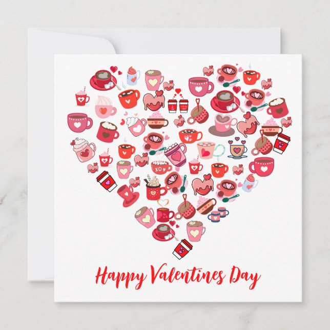 Valentines day Kärlek Hjärtformad kaffedesign Inbjudningar (Framsida)