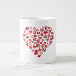 Valentines day Kärlek Hjärtformad kaffedesign Jumbo Mugg