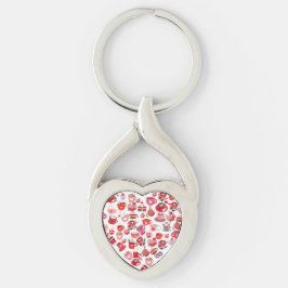 Valentines day Kärlek Hjärtformad kaffedesign Twisted Heart Silverfärgad Nyckelring