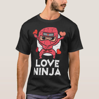 Valentines day Kärlek Ninja Cute Boys Girls Kids T Shirt