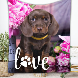 Valentines day KÄRLEK Personlig Pet Photo Hund Fleecefilt