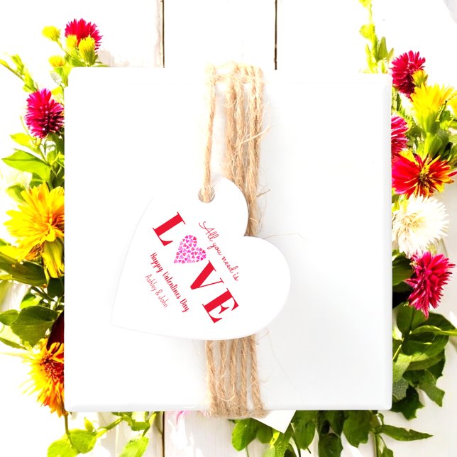 Valentines day Kärlek skript Red Heart Gåvor Etiketter (Skapare uppladdad)