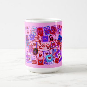 Valentine's Day Kärleksbrev Postage Stamps Mugg