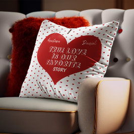 Valentines Day kärlekshistoria citat rött hjärta m Kudde