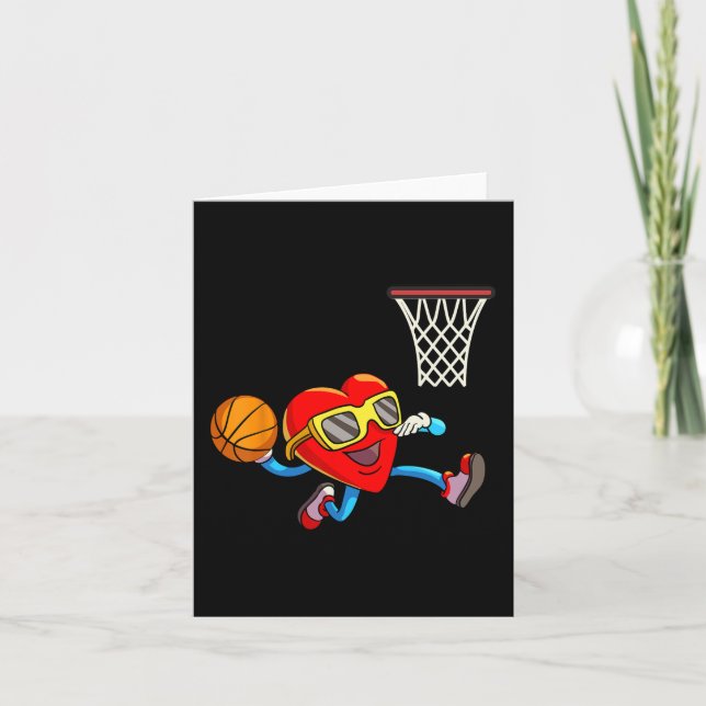 Valentines day Kids Boys Manar Heart Dunking Baske Kort (Framsida)