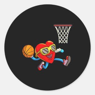 Valentines day Kids Boys Manar Heart Dunking Baske Runt Klistermärke