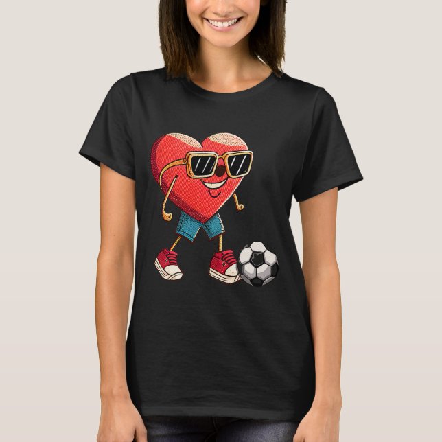 Valentines day Kids Boys Manar Heart Fotboll T Shirt (Framsida)