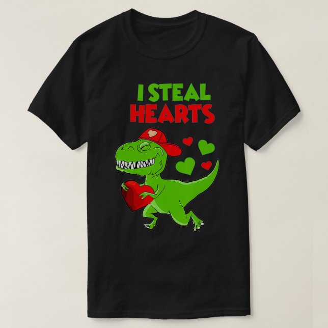 Valentines day Kids Dinosaur TRe Älskare I Steal H T Shirt (Design framsida)
