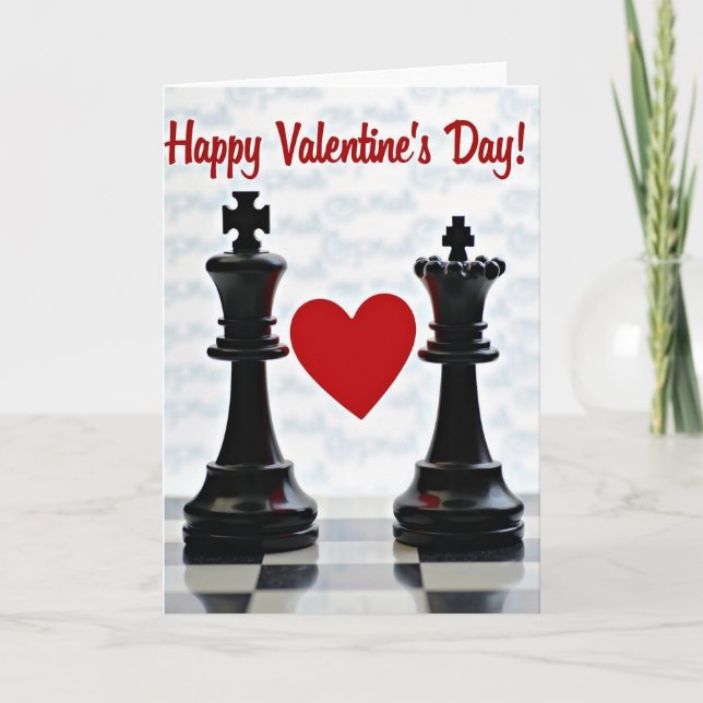 Valentines Day King Queen Heart Card Kort (Framsida)