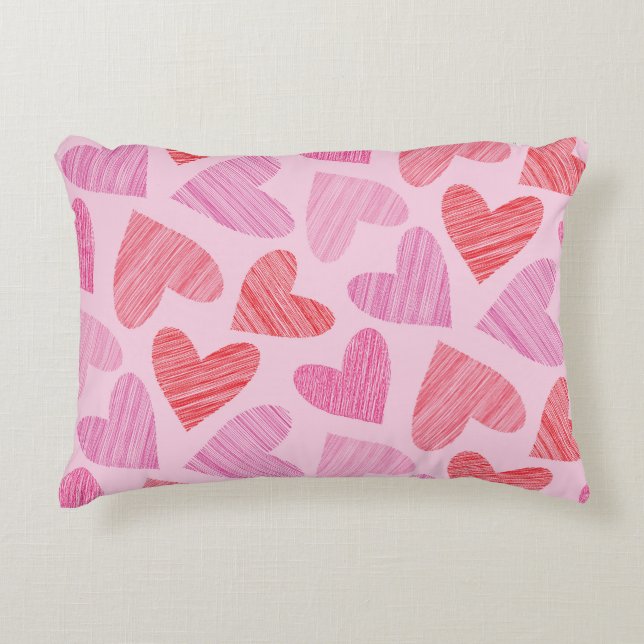 Valentines day klottrott och Rosa Hearts Prydnadskudde (Framsidan)