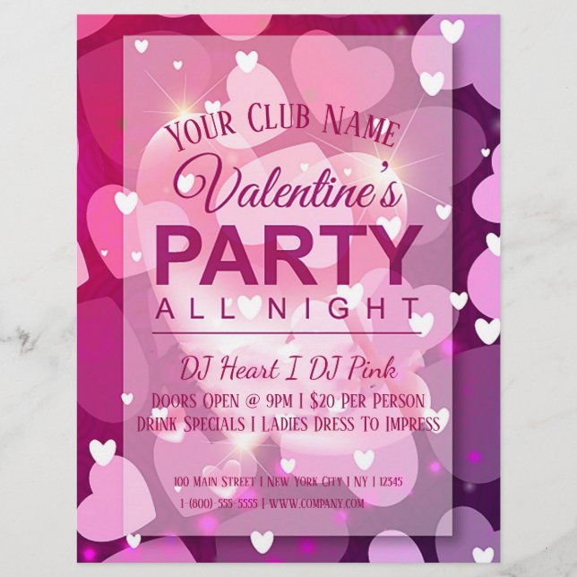 Valentines day Klubb Party Flyer (Framsidan)