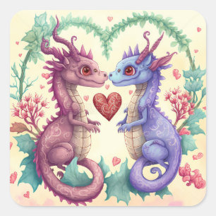 Valentines day kort av Violet Dragon par Fyrkantigt Klistermärke