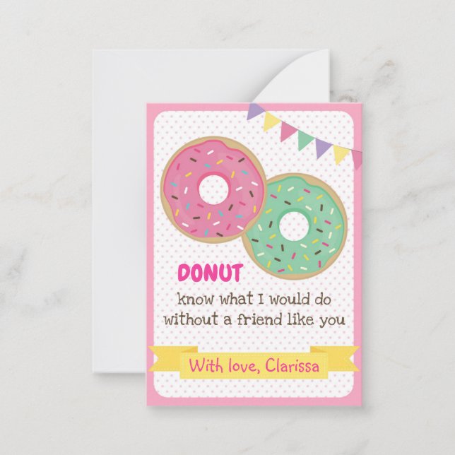 Valentines day-kort - flickorna Donut (klassrum) Anteckningskort (Framsida)