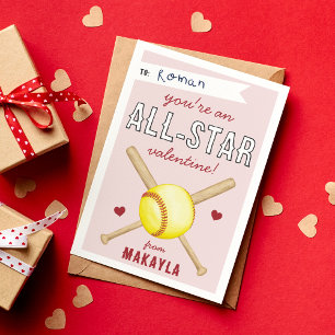 Valentines day-kort för Softball Classroom Inbjudningar
