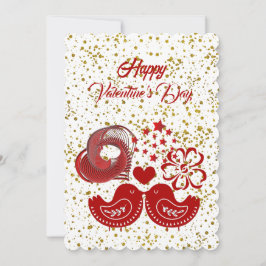 Valentines day-kort för svepande hjärta Love birds Inbjudningar