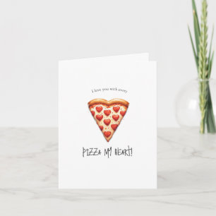 Valentines day-kort med hjärtpizza-segment kort