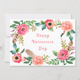 Valentines day-kort med vattenfärgsblommor inbjudningar