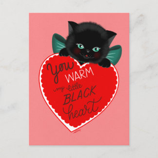 Valentines day-kort med vintage Inspired Black Cat Vykort