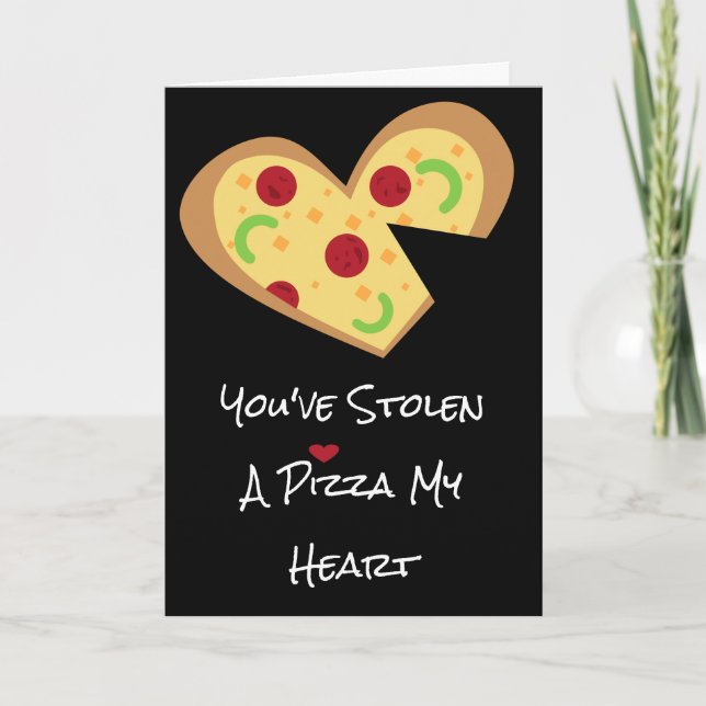 Valentines day-kort - Pizza mitt hjärta Helgkort (Framsida)