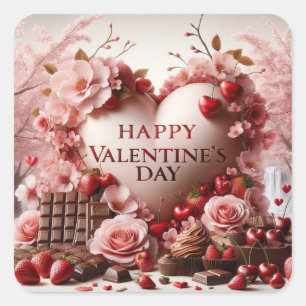 Valentines day-kvadratstreck fyrkantigt klistermärke