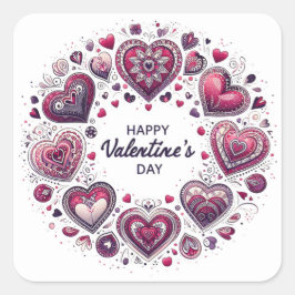 Valentines day-kvadratstreck fyrkantigt klistermärke