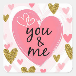 Valentines day-kvadratstreck fyrkantigt klistermärke