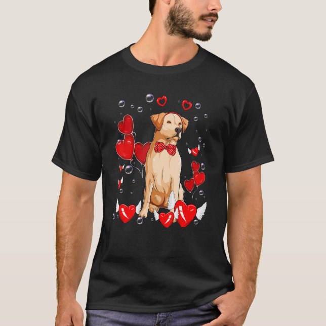 Valentines Day Labrador retriever dog Heart Dog T Shirt (Framsida)