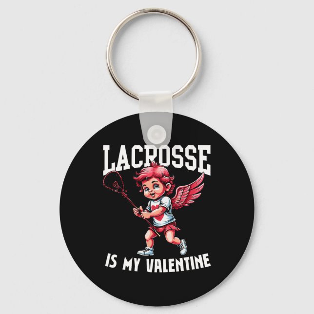 Valentines day Lacrosse Älskare Funny Cupid Lcross Nyckelring (Framsida)