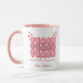 Valentines day Lärare Teach med Kärlek Hearts Rosa Mugg
