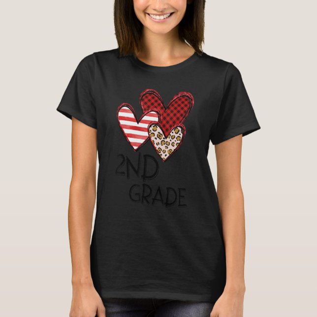 Valentines Day Leopard 2nd Grade Teacher Buffalo P T Shirt (Framsida)