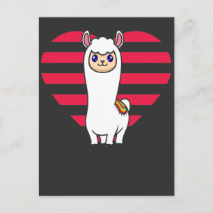 valentines day Llama Alpaca Heart Animal Kärlek Vykort