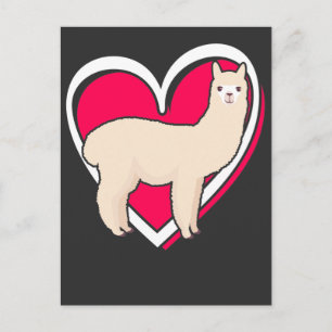 valentines day Llama Alpaca Kärlek Girl Boy Kids Vykort