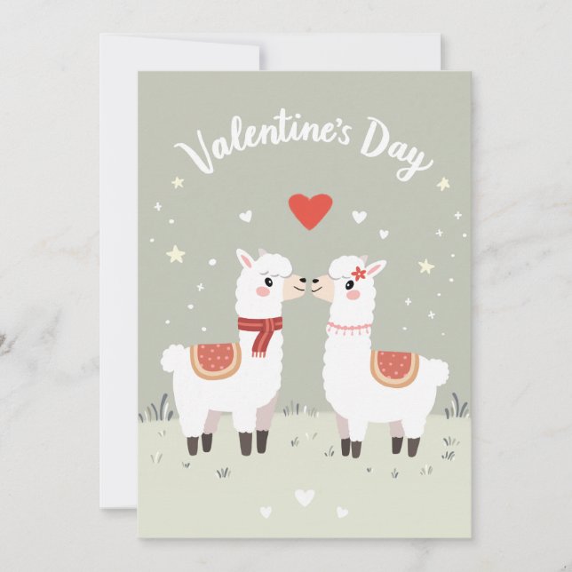 Valentines day Lovable Llamas Valentiness Card Kort (Framsida)