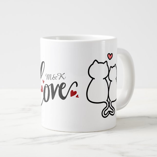 Valentines day love couple names initial Mug Jumbo Mugg (Framsida höger)