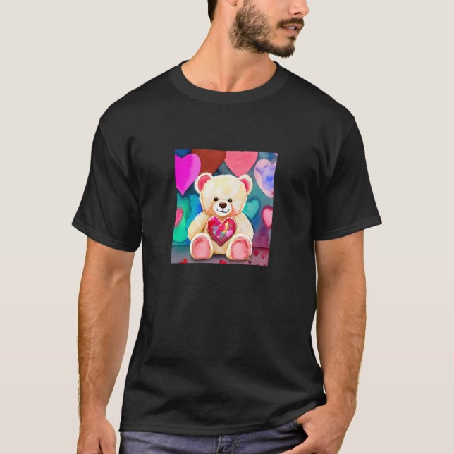 Valentine's Day Love Heart Bear Teddy Girlfriend F T Shirt (Framsida)